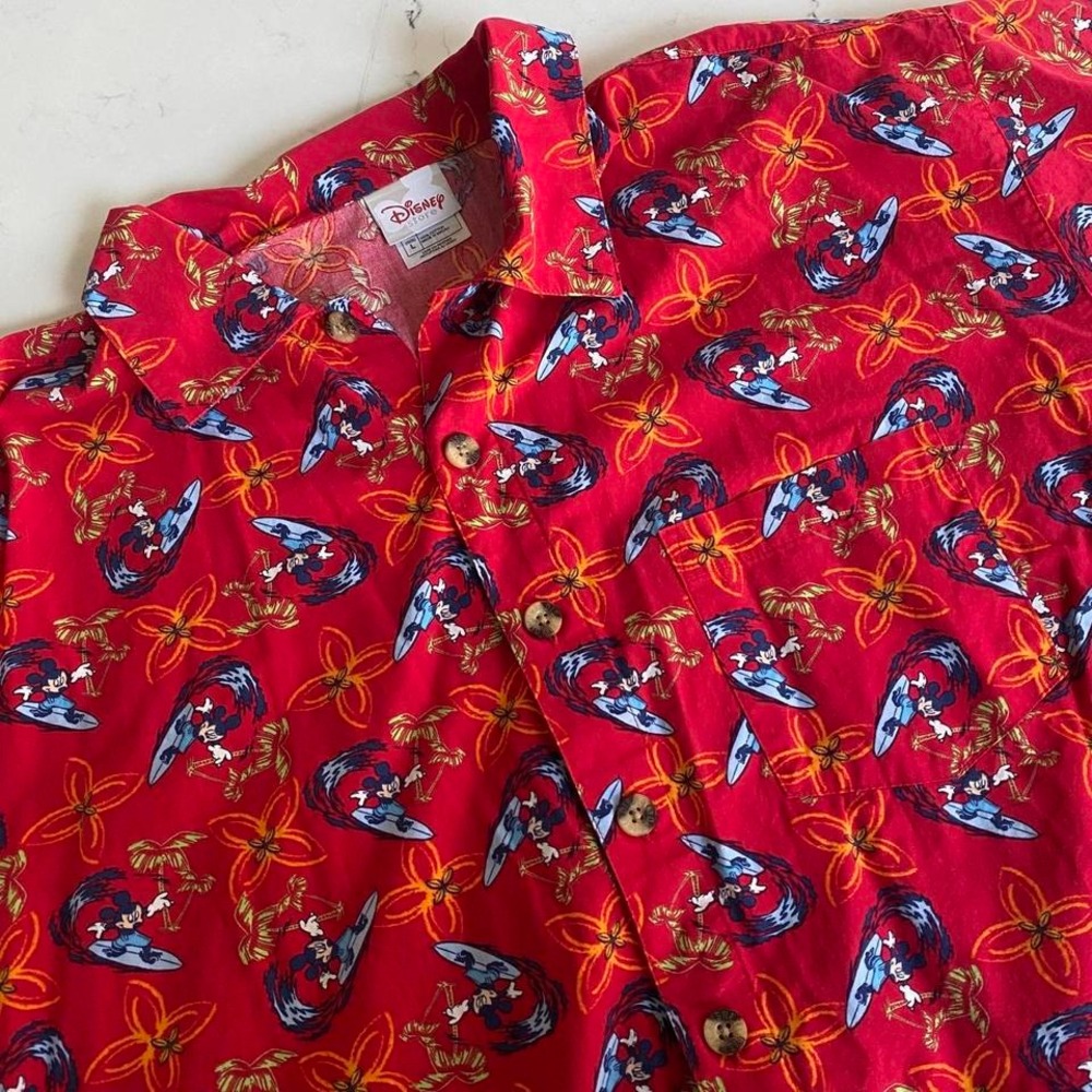 Vintage Disney Mickey‎ mouse surfer Hawaiian shirt men's size large